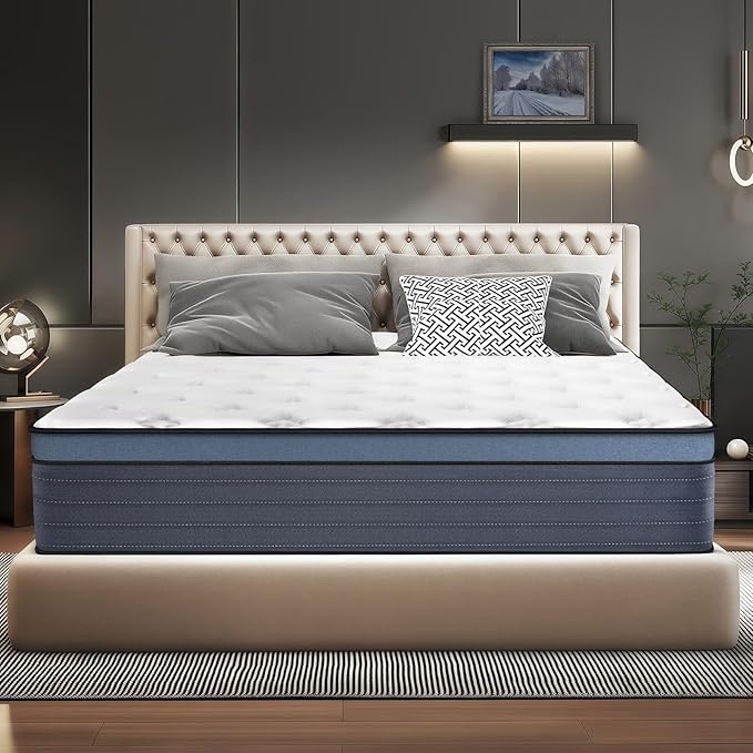 Twin Size Mattress in a Box 10 Inch Hybrid Mattress [Enhanced Stability], Medium Firm Construction with Memory Foam and Pocket Coils, Reinforced Edge Support