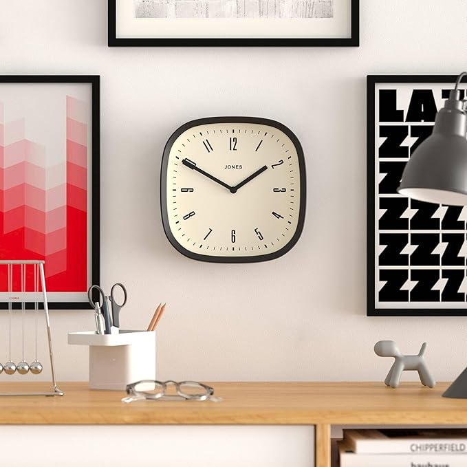 JONES CLOCKS® Marvel wall Clock | Modern Retro Rounded Square Clock | 10 inch |