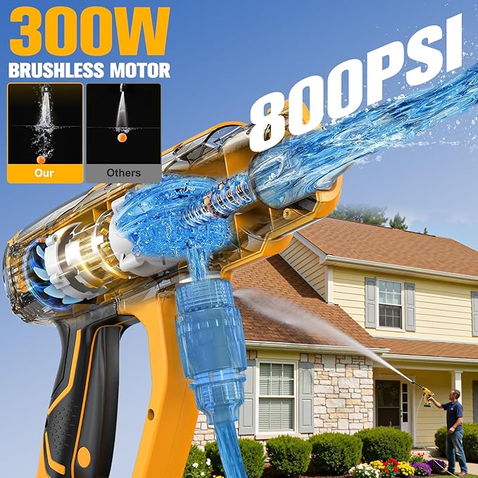 DIYtoolifz Cleaning Tool Compatible with DeWalt 20V Battery, 2.2LBS, with 16.4ft Hose & 6-in-1 Nozzle + Attachment for Car, Patio, Fence (Battery not Included, Tool Only)