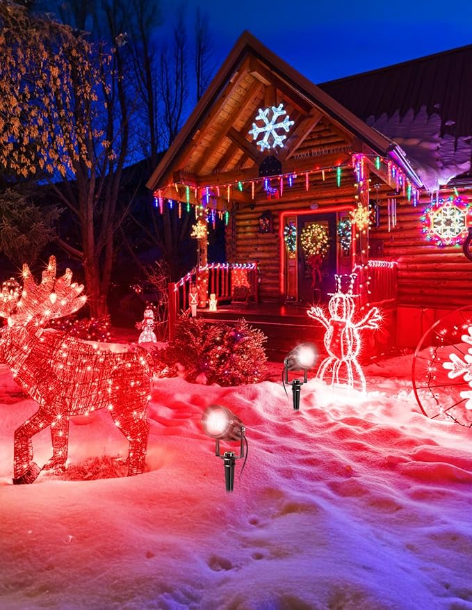 Halloween Red Landscape Lights Outdoor, 14 LED Landscape Lighting with US Plug, IP65 Waterproof Spotlights for Tree Yard Garden Pathway Christmas Decor 4 Pack