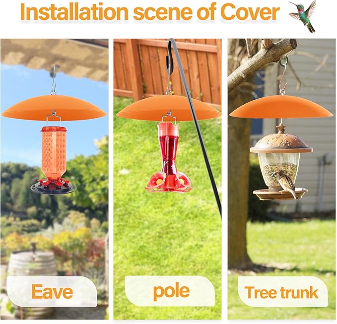 13" Hummingbird Feeder Shade Cover,Bird Feeder Dome Rain Guard,Smart Bird Feeders Umbrella,Weather Guard for Shepherd's Hook Outdoors (Terracotta), 2 Pack