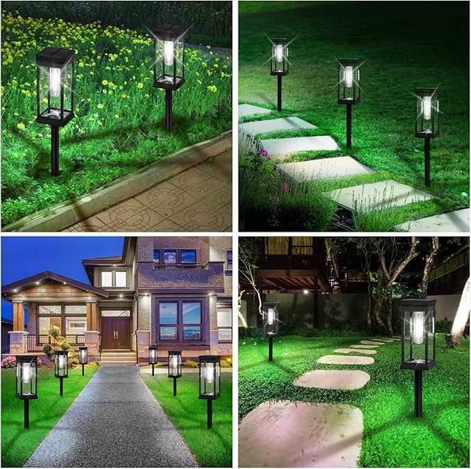 BesLowe 【Upgraded】 Solar Pathway Lights Outdoor, 8-Pack Large LED Solar Light Outdoor Waterproof, Super Bright Outside Lights for Yard, Sun-Powered Landscape Lighting for Garden Walkway, Cool White