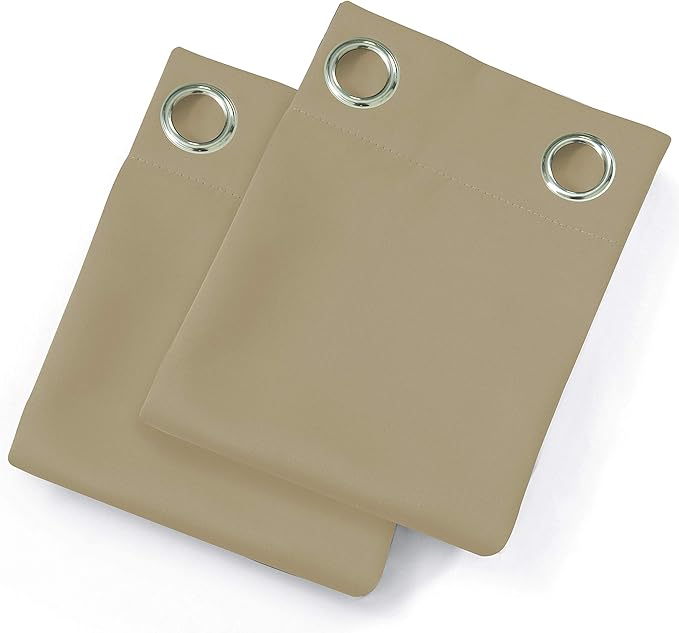 LEMOMO Beige Thermal Blackout Curtains/42 x 63 Inch/Set of 2 Panels Room
