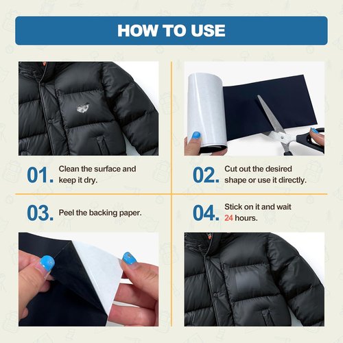 KING MOUNTAIN Self-Adhesive Nylon Fabric Repair Tape - Waterproof Quick Repair Patch for Outdoor Gear | 4x63 Inches (Black)