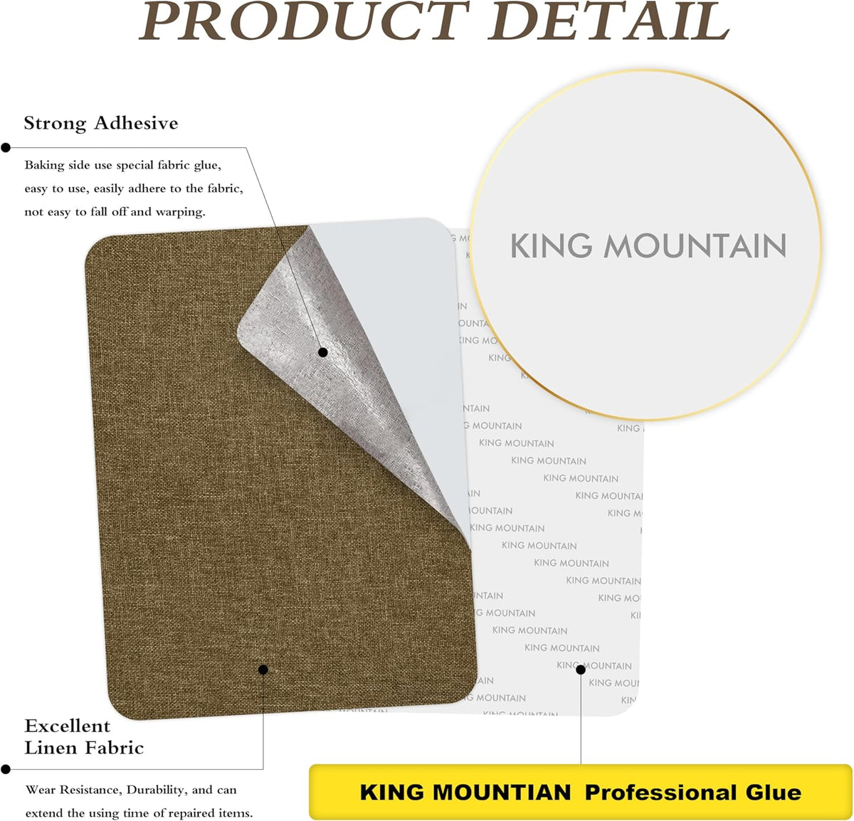Fine Linen Fabric Patches, Self-Adhesive, 8x11 inch Extra Size, Multi Color, for Sofa and Clothes Repair (Brown)