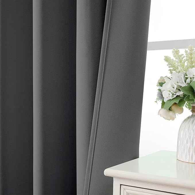 CUCRAF Light Grey Blackout Curtains 84 inch Length 2 Panels Set, Rod Pocket
