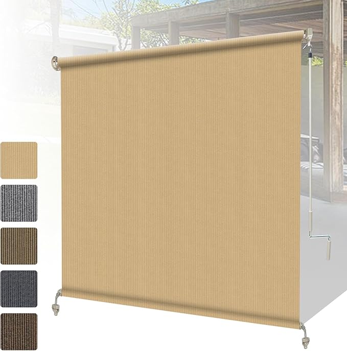 Shade&Beyond Custom Size Outdoor Roller Shades Cordless Patio Roll Up Blinds