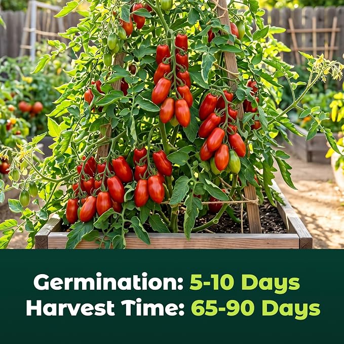400 Heirloom San Marzano Tomato Seeds for Planting – Paste Tomato, Roma-Type, High Germination, Ideal for Home Garden, Sauce Making & Container
