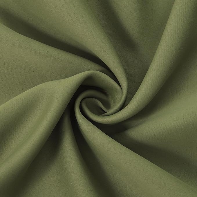 LEMOMO Olive Green Thermal Blackout Curtains/52 x 54 Inch/Set of 2 Panels Room