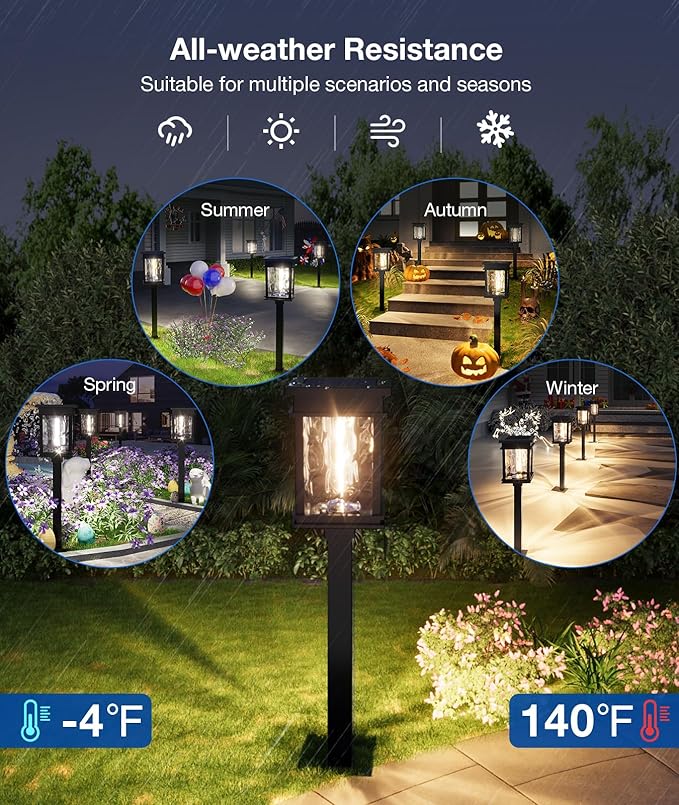 XMCOSY+ Solar Pathway Lights, 50 LM Bright Solar Lights, Garden Outdoor Waterproof Light IP65, 2-in-1 Landscape Lighting, Outdoor Light for Yard, Path, Walkway, Driveway (Warm & Cool)