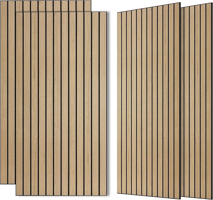 Wood Veneer Acoustic Panels, 4 Pack 47.2”x23.6” Sound Panels, Decorative Large