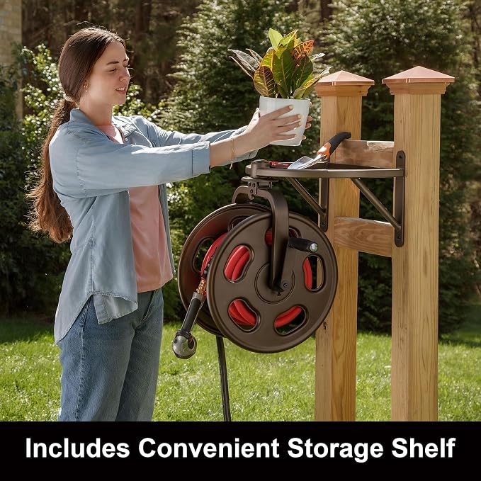 Liberty Garden Navigator Hose Reel, Bronze, with Flip Top
