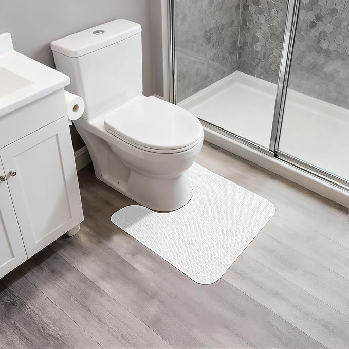 Toilet Rugs U Shaped Bathroom Rug,Machine Washable Non Slip Quick Dry Super Absorbent Ultra Thin Toilet Mats for Bathroom Toilet.Cream,1'8"x2'(20x24inch)