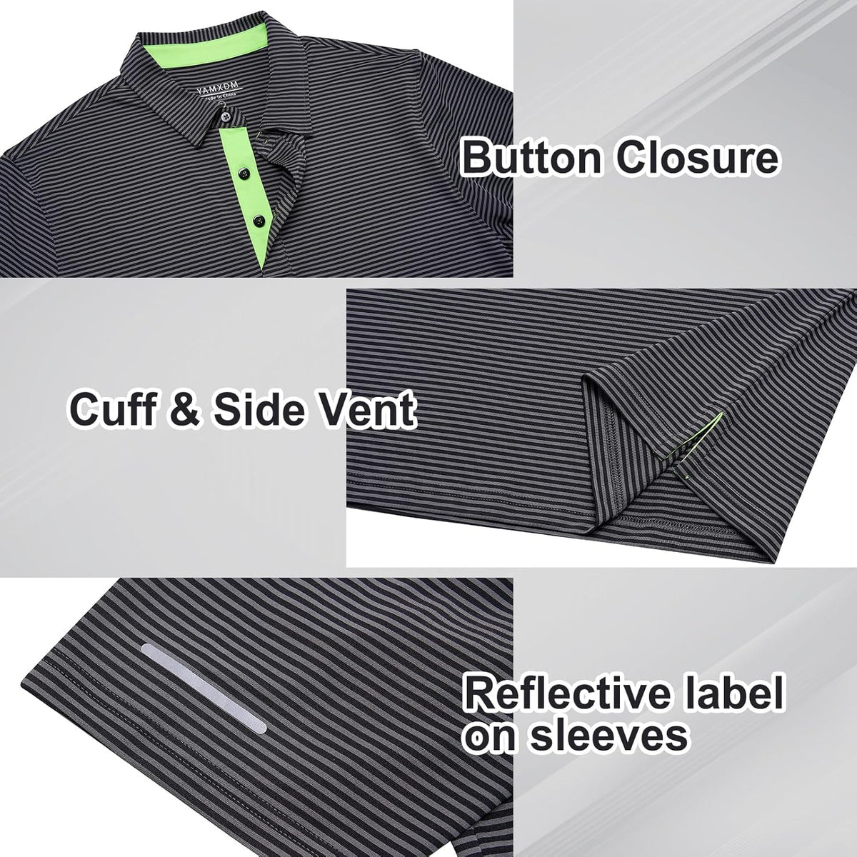 Skiennix Men's Golf Polo Shirt - Moisture-Wicking Short Sleeve Striped Performance Top