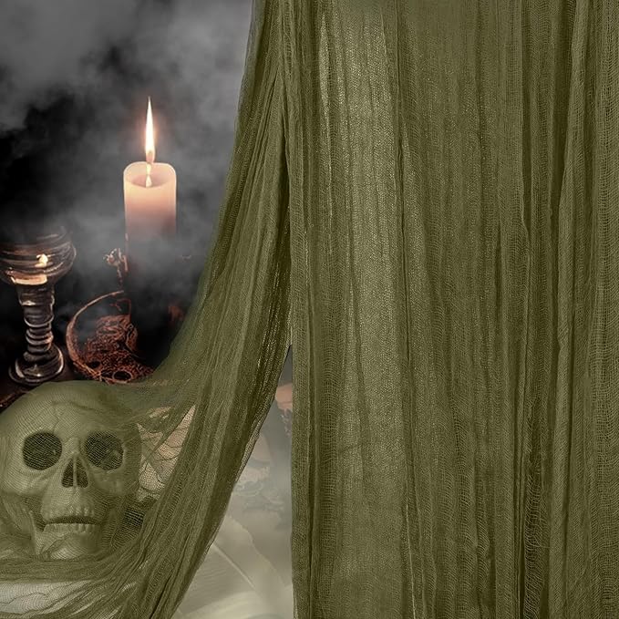 400" x 85" Halloween Creepy Cloth Decoration,Large Green Spooky Fabric Cloth Scary Gauze Cheesecloth for Haunted House Halloween Party Yard Wall Indoor Outdoor Decor