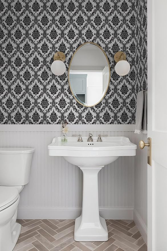 17.7" x 78" Peel and Stick Wallpaper Black Wallpaper