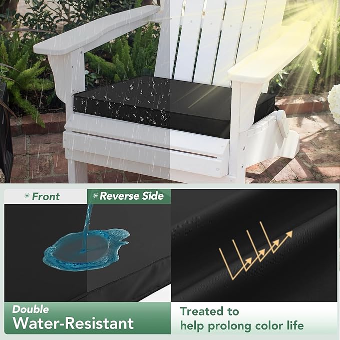 Outdoor Chair Cushions Set of 6: Waterproof & Fade Resistant Seat Cushion for Patio Furniture - 18.5 x 16 x 2 Inch Chair Pads with Ties and Hidden Zipper - Patio Chair Cushion Replacement, Black