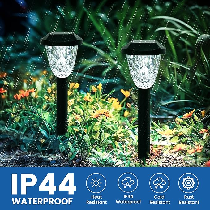 GIGALUMI 12 Pack Solar Lights Outdoor, Solar Pathway Lights with Great Pattern, Waterproof Auto On/Off Solar Powered Light for Outside Yard Garden Walkway Driveway Lawn Pathway