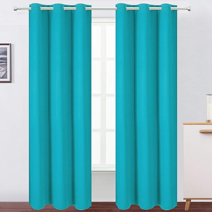 LEMOMO Teal Thermal Blackout Curtains/42 x 95 Inch/Set of 2 Panels Room