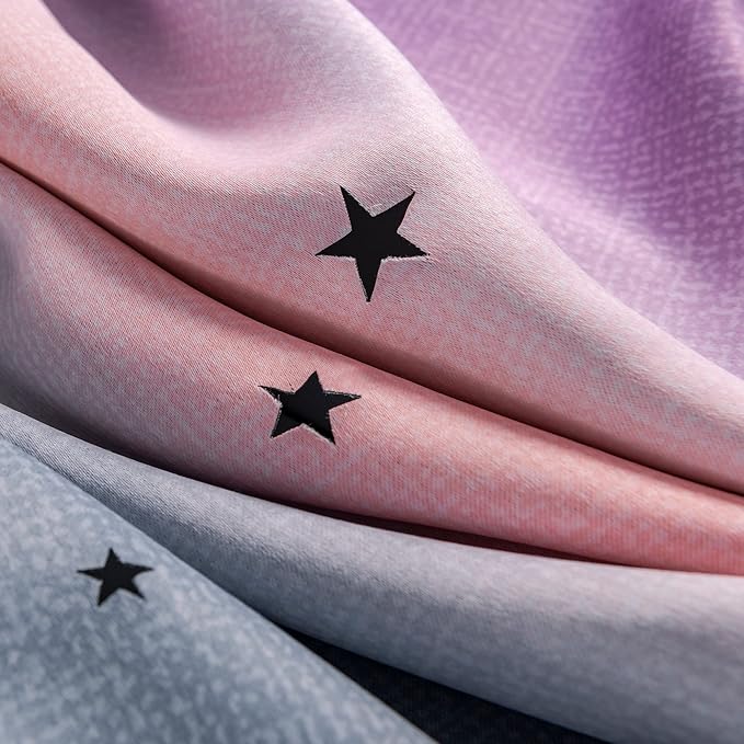 XiDi Curtains for Bedroom Decor, Rainbow GreyPinkPu-52-54