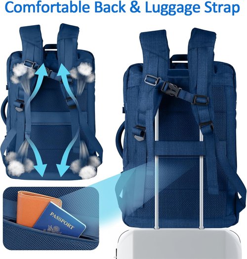 AREYTECO 60L Large Capacity Laptop Backpack - Expandable Water-Resistant Travel Bag for Men | Blue