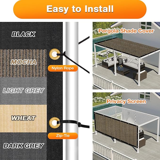 Artpuch Outdoor Pergola Shade Cover 9x23 FT Sun Shade Cloth with Grommets Mocha 90% UV Protection Canopy Patio Privacy Screen (Customized Available)