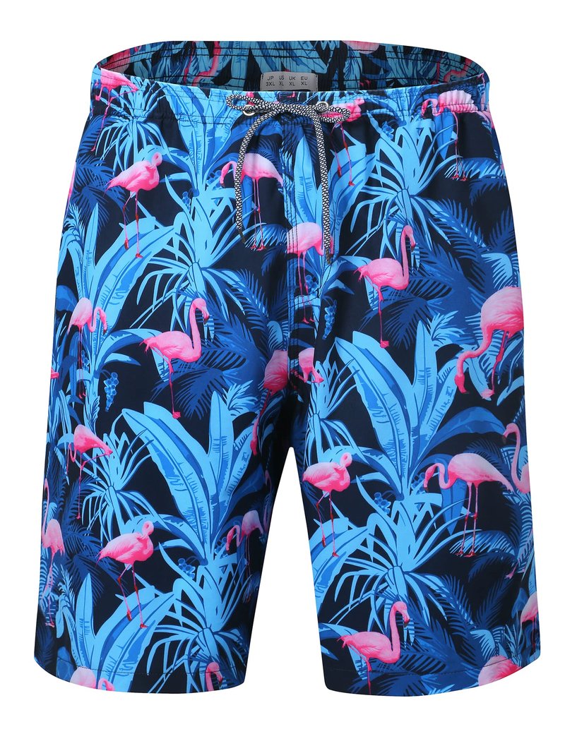 ELETOP Men's Swim Trunks Quick Dry Bathing Suit Swimming Board Shorts Mesh Lining Beach Swimwear Flamingo Blue M