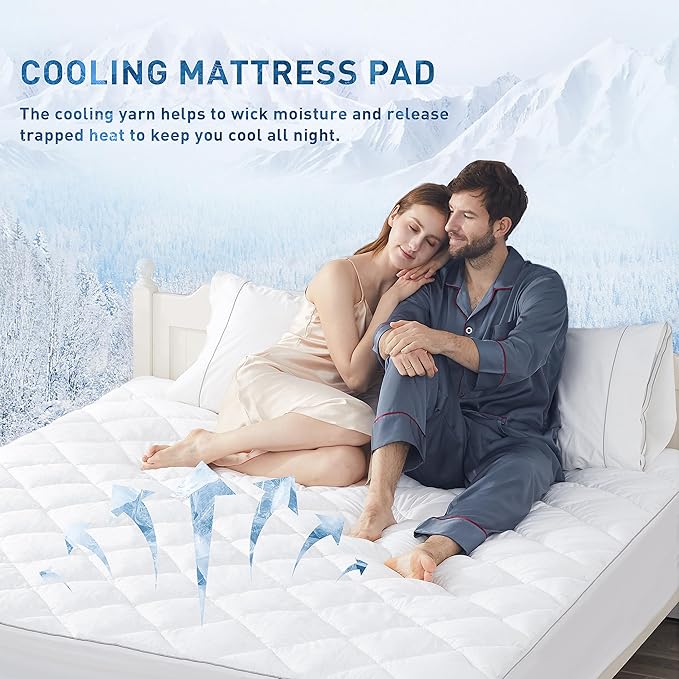 Sunflower Cooling Quilted California King Mattress Protector, Mattress Pad Cal King Chill Soft, Calking Mattress Cover, 18-22" Extra Deep Pocket Thin Version, Machine Washable Durable