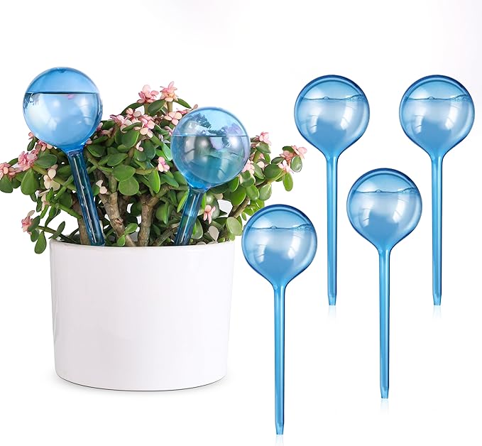 Soilagua 6-Pack Plastic Small Plant Watering Globes, Premium PVC Shatter-Resistant Plant Waterer, Self Watering Planter Insert with Tapered Opening, Automatic Watering Spikes for Daily & Vacation