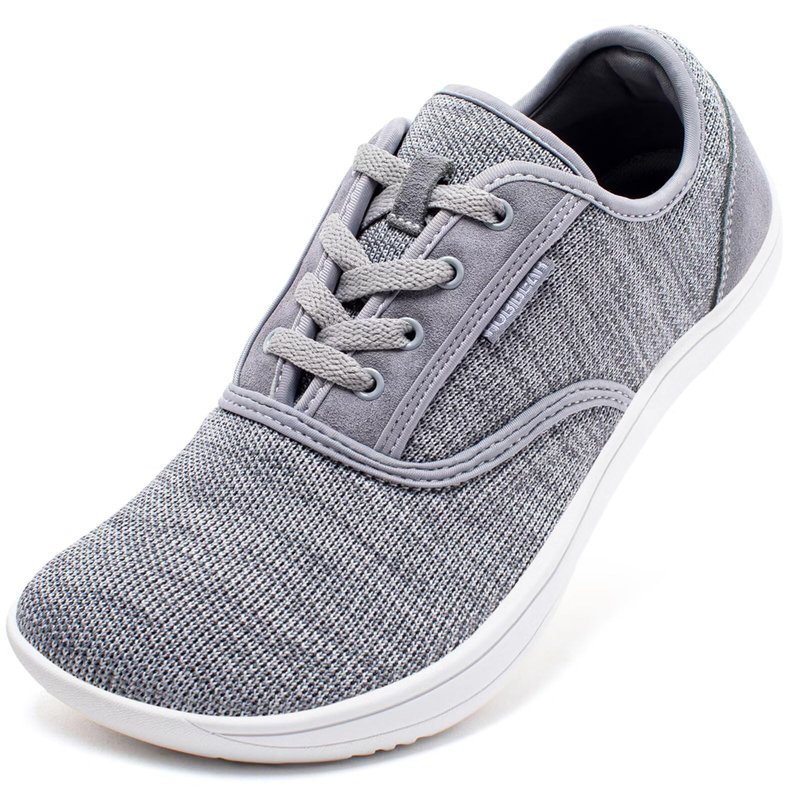HOBIBEAR Wide-Toe-Box Barefoot Shoes for Mens Womens Minimalist Breathable Trail Running Walking Shoes Light Gray 12.5 Wide Women/11.5 Wide Men