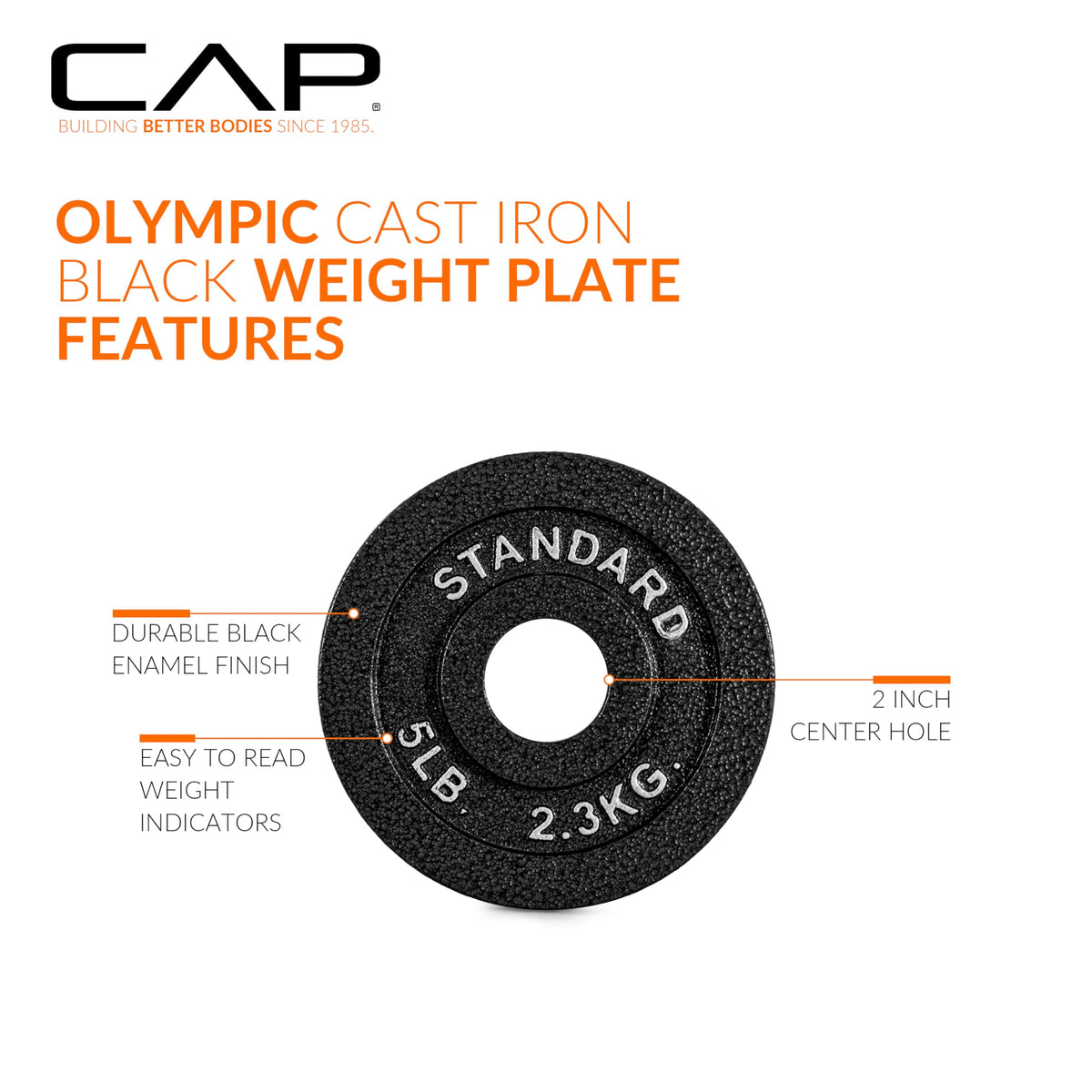 CAP Barbell 2-Inch Olympic Grip Plate, 5-Pounds
