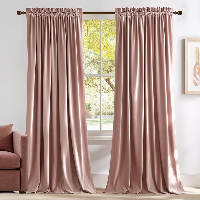 NICETOWN Dusty Pink Velvet Curtains and Drapes