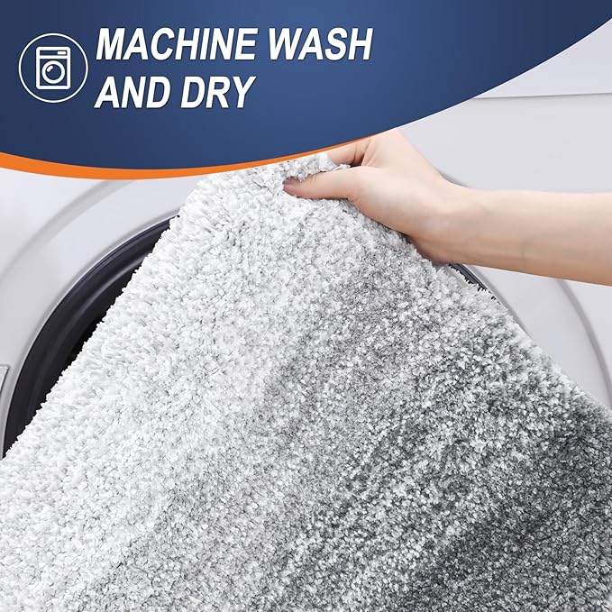 OLANLY Bathroom Rugs Mat 34x21, Extra Soft Absorbent Microfiber Bath Rugs, Rubber Backing, Quick Dry, Machine Washable Bath Mats for Bathroom Floor, Tub and Shower, Home Decor Accessories, Light Grey