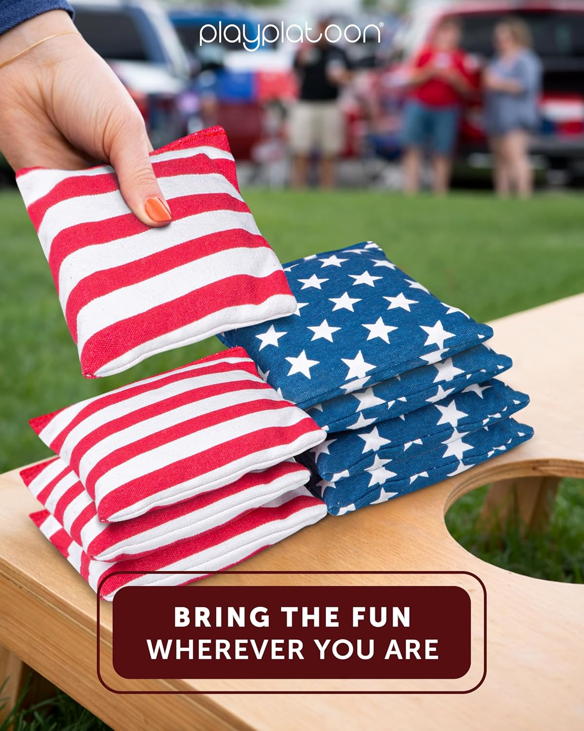 Play Platoon Premium Cornhole Bags - Weather-Resistant Duckcloth | Set of 8 Regulation Size Bean Bags