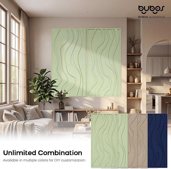 BUBOS 4 Pack Large Acoustic Panels, Total-Size 47.2 x 23.6 Inches Soundproof