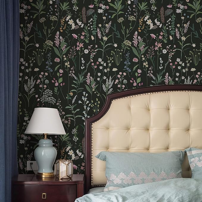 JiffDiff Floral Wallpaper Peel and Stick Farm Floral 1181" x 17.32" Wildwood