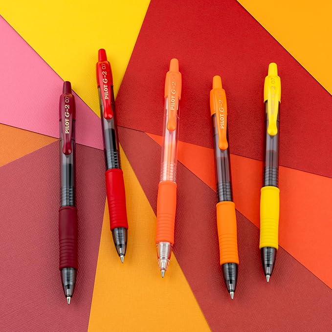 Pilot, G2 Premium Gel Roller Pens, G2 Boost Red/Orange Pack, The Colors of Energy, 8 Pack Pouch, Fine Point 0.7 mm, Assorted