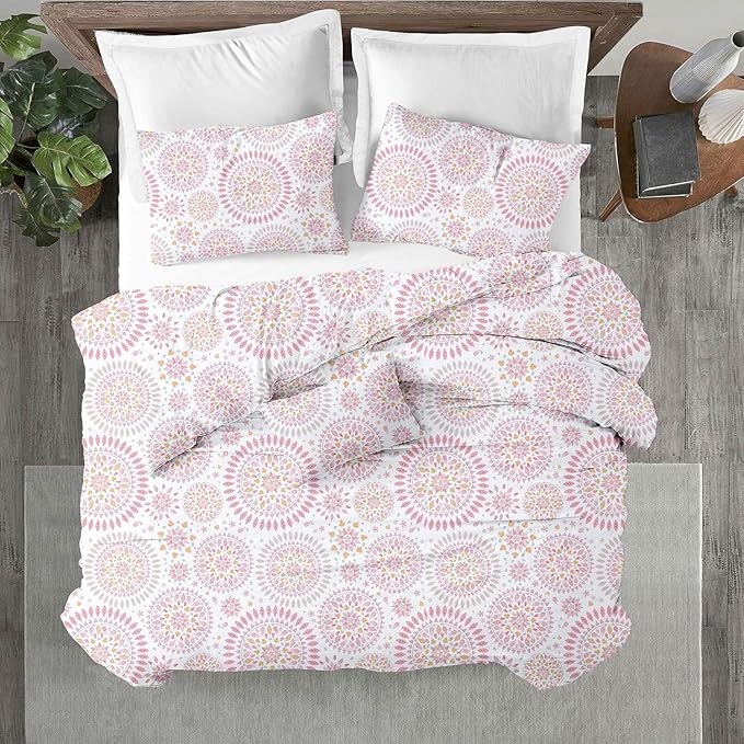 Kotton Culture 1 Pc King Size Duvet Cover Only -100% Egyptian Cotton Sateen 600 Thread Count Ultra Soft Premium Durable Comforter Cover Zipper Closure & Corner Ties (Mandala, King 102"x94")