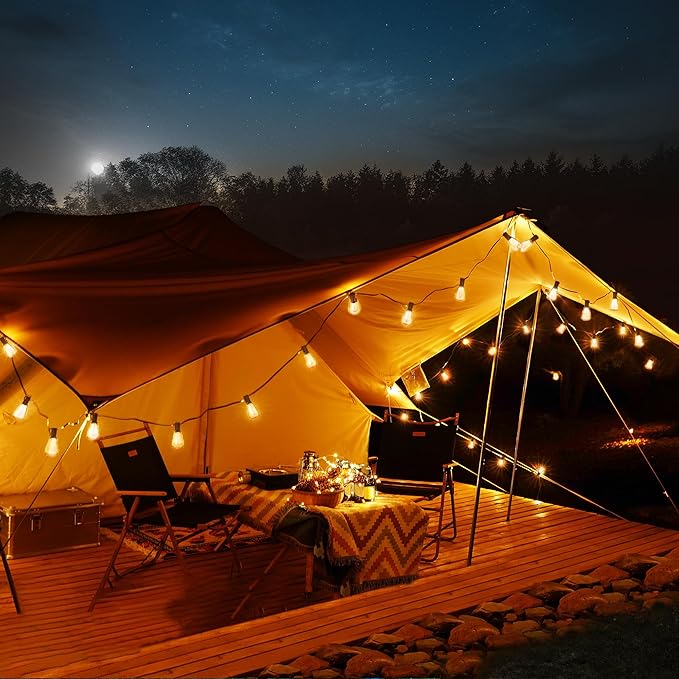 BLIATLUS 55FT Solar String Lights Outdoor Waterproof with Remote Control 15+2 Shatterproof LED ST38 Bulbs for Porch Garden Market Bistro Patio Backyard Fence