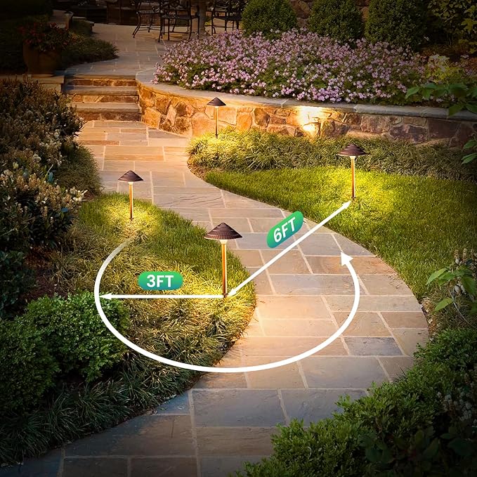 ZZXX LED Low Voltage Pathway Lights 5W 2700K LED Outdoor Landscape Lighting with Photocell 12-24V Cast-Aluminum Low Voltage Lights IP66 Waterproof Landscape Spotights for Path Garden Yard,12 Pack