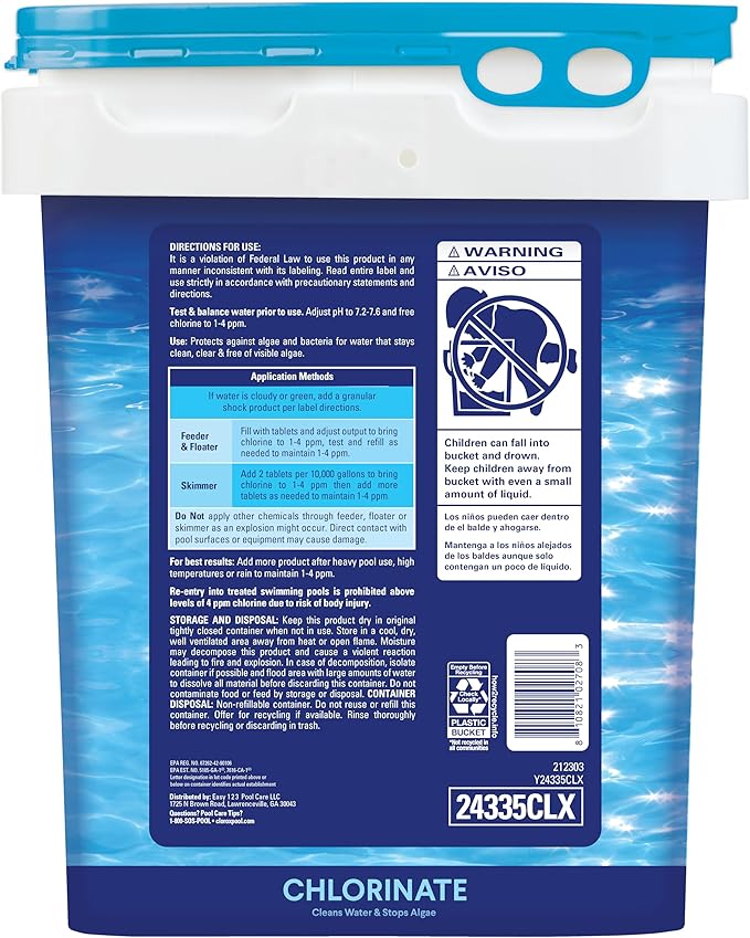 Clorox Pool&Spa XTRABLUE Plus 3” Chlorinating Tablets, Individually Wrapped, Kills Bacteria & Stops Algae (35 LB)