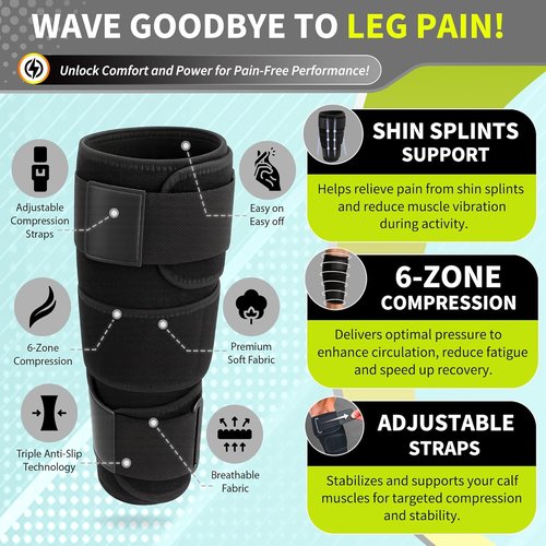 BLITZU Calf Brace - Adjustable Neoprene Compression Sleeve for Torn Calf Muscle | Pain Relief for Runners, S-M