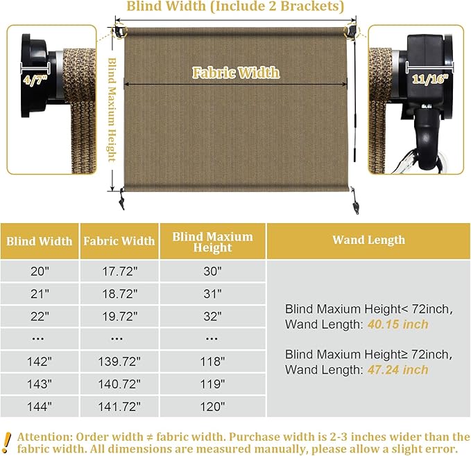 Shade&Beyond Custom Size Outdoor Roller Shades Cordless Patio Roll Up Blinds