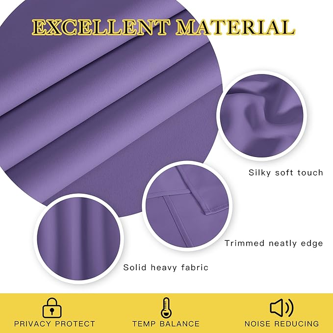 NICETOWN Blackout Lilac Purple Curtain 84 inches Long, Energy Saving Thermal