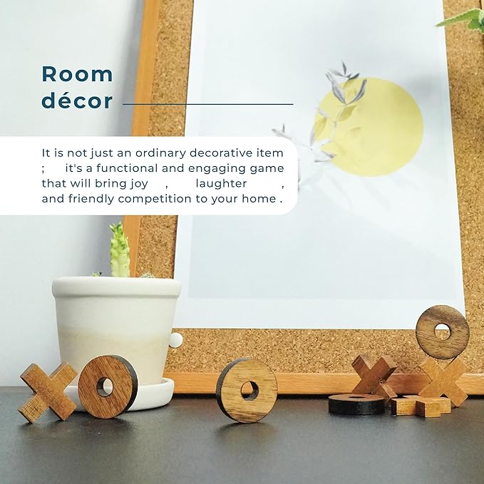 BSIRI Tic Tac Toe Wooden Board Games (Only X-O Pieces)- Unique Gifts, Fun Gifts for Kids and Adults and Use as Living Room Rustic Table Decor Ideal for Coffee Table Decor