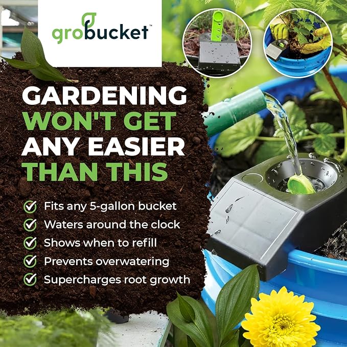 Self Watering Planter Insert w/LifeTested Technology, Water Reservoir & Level Indicator - Turn Any 5-Gal Bucket into a DIY, Portable Automatic Container Indoor-Outdoor Garden, 10-Pack