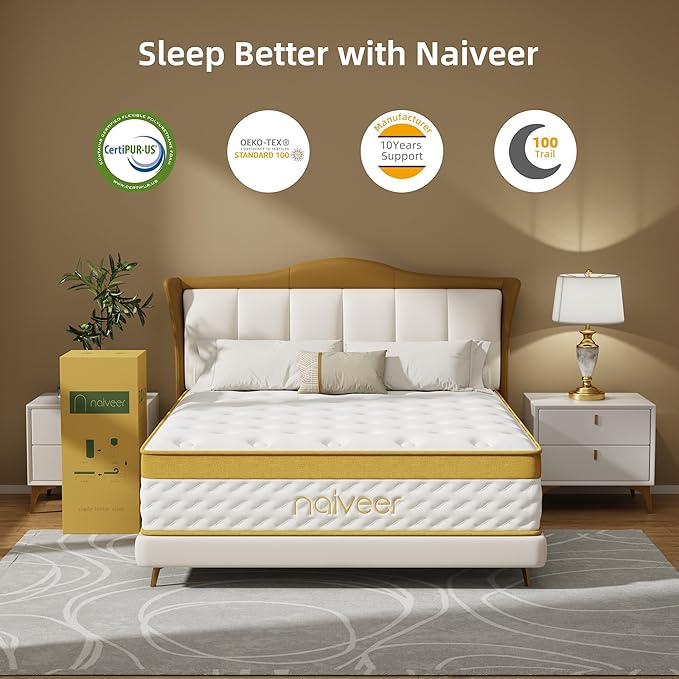 Twin Mattress, 12 Inch Cooling Gel Memory Foam Mattress, Innerspring Hybrid in a Box with Pocket Springs for Pressure Relief and Breathable Medium Firm Feeling with CertiPUR-US Certified Foam