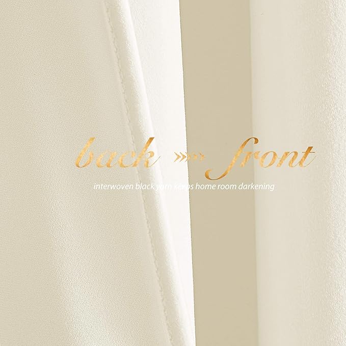 NICETOWN Thermal Insulated Velvet Curtains Ivory White 84 inch Length, Heavy