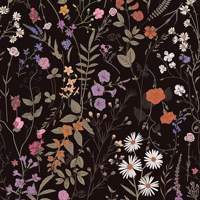 JiffDiff Floral Wallpaper Peel and Stick- Farm Wildwood Daisy Flower Stick on