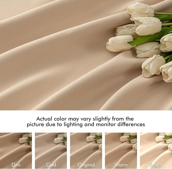 MIULEE Back Tab Beige Curtains 108 Inch Long 2 Panels Set